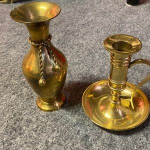 Brass vase and candle holder
